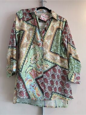 221 Oscar de la Renta Pastel Multi Paisley Patchwork Tunic